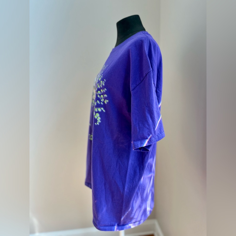 Hanes Tagless Tshirt size XL ladies purple cotton elephants in trees graphic - Picture 5 of 6